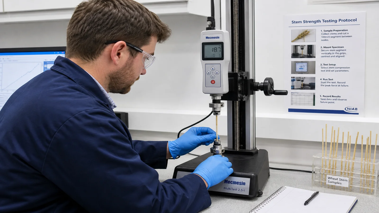 UK plant stem strength testing context illustrating: how to use plant stem strength tester protocol